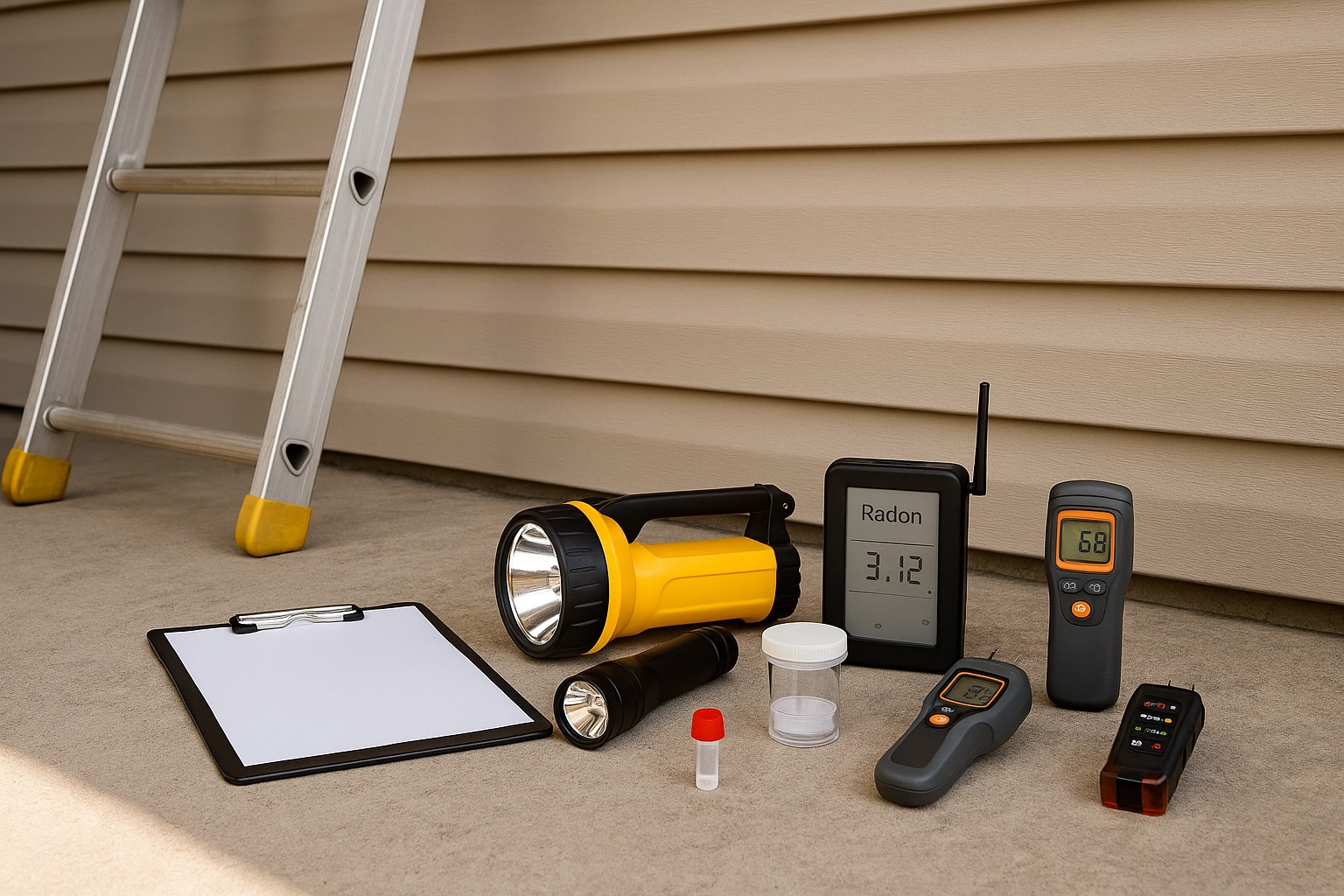 Home inspection tools including radon and thermal imaging equipment